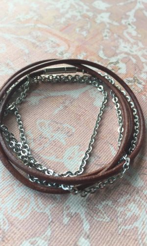 Sarasota Bradenton Chain and Leather Wrap Bracelet Or Necklace