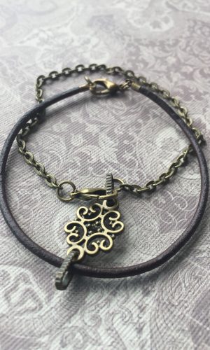 Sarasota Bradenton Chain and Leather Bracelet with Charm