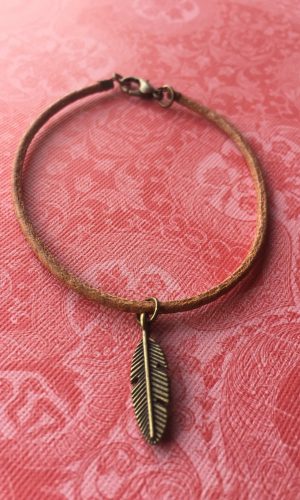 Sarasota Bradenton Tan Bracelet with Bronze Feather