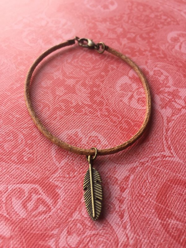 Sarasota Bradenton Tan Bracelet with Bronze Feather