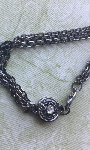 Sarasota Bradenton Pewter and Clear Stone Charm Bracelet