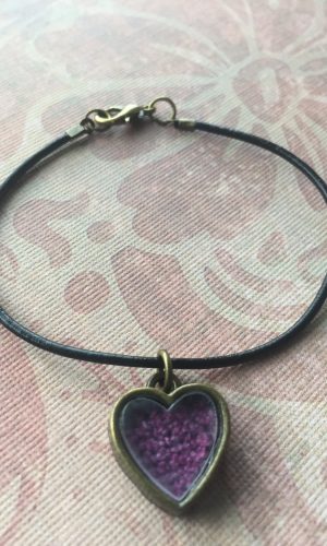 Sarasota Bradenton Purple Crochet Heart Bracelet