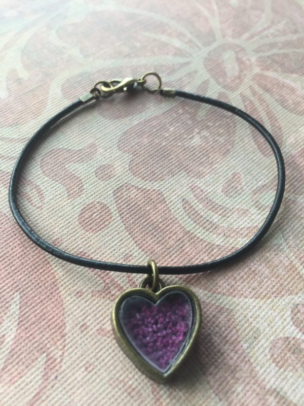 Sarasota Bradenton Purple Crochet Heart Bracelet