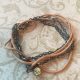 Sarasota Bradenton Tan Leather and Pewter Wrap Bracelet with Charm