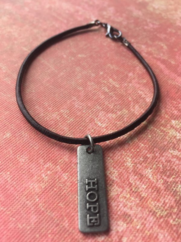 Sarasota Bradenton black leather hope necklace