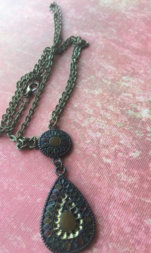 Sarasota Bradenton Bronze Tear Drop Pendant Necklace