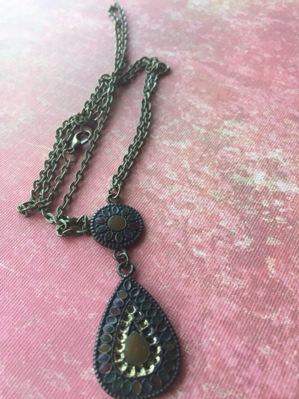 Sarasota Bradenton Bronze Tear Drop Pendant Necklace