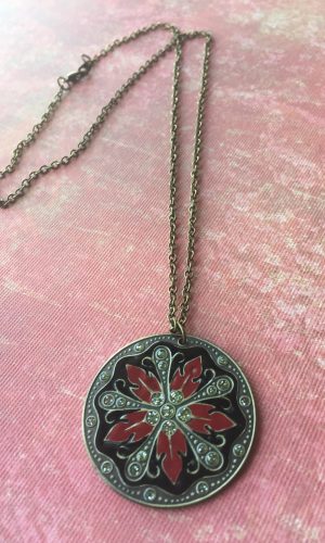 Sarasota Bradenton Red Flower Pendant Necklace