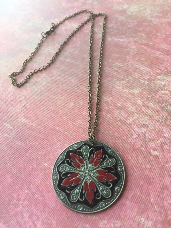 Sarasota Bradenton Red Flower Pendant Necklace