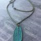 Sarasota Bradenton Turquoise Large Patina Leaf Necklace