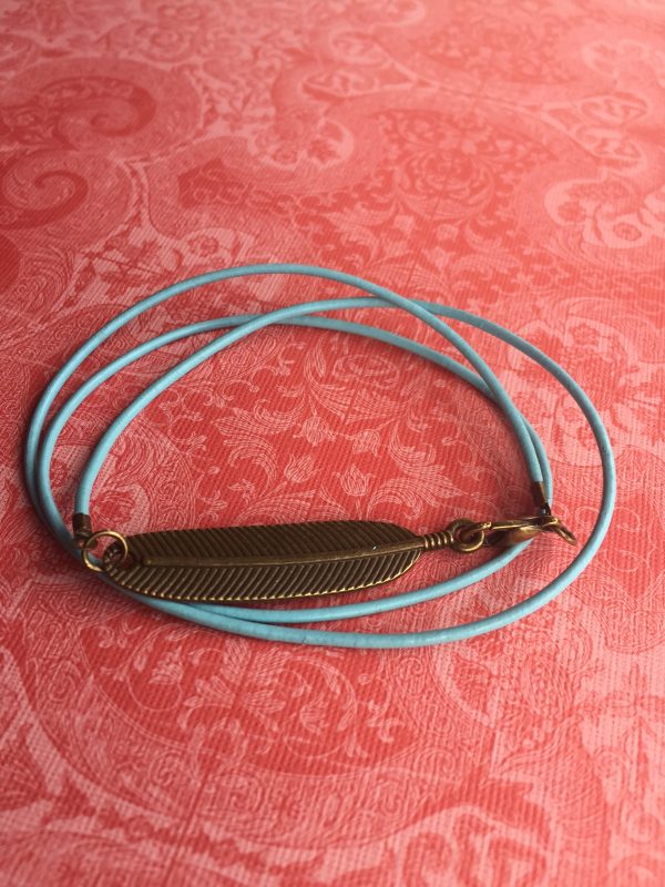 Turquoise Cracked Leather Feather Wrap Bracelet Sarasota florida